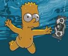 Bart Simpson bir kanca bir bilet almak için sualtı